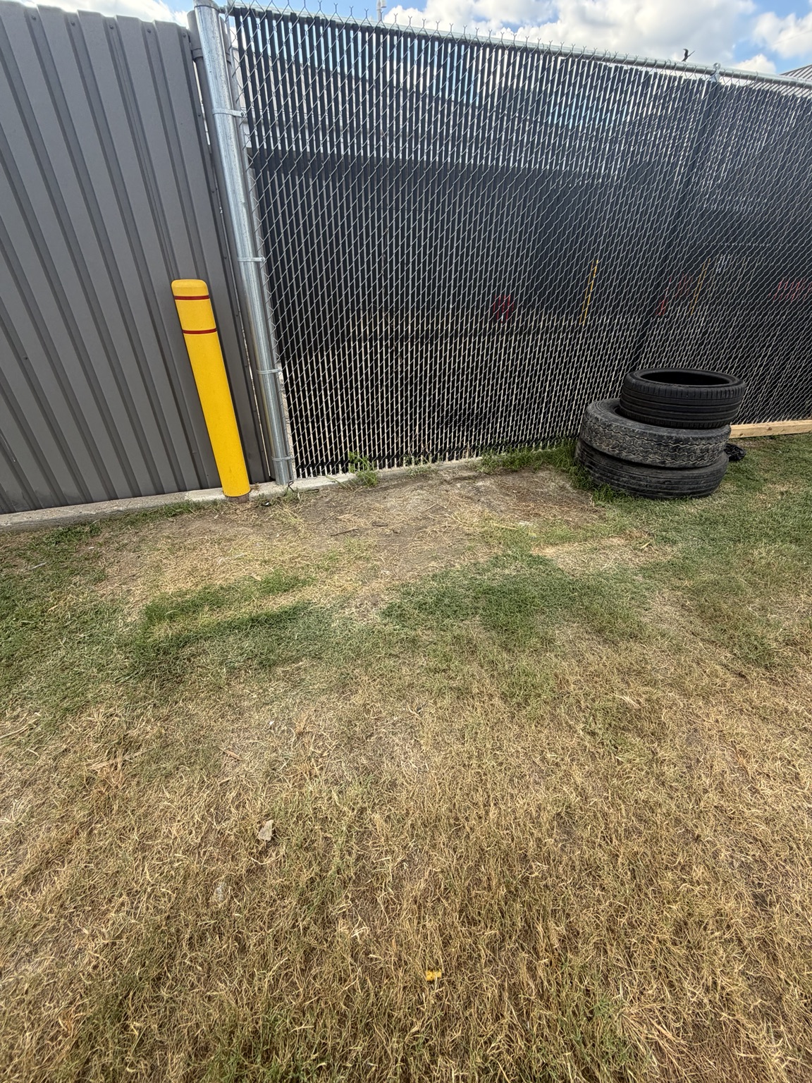 Fence line after pallets were removed at the property