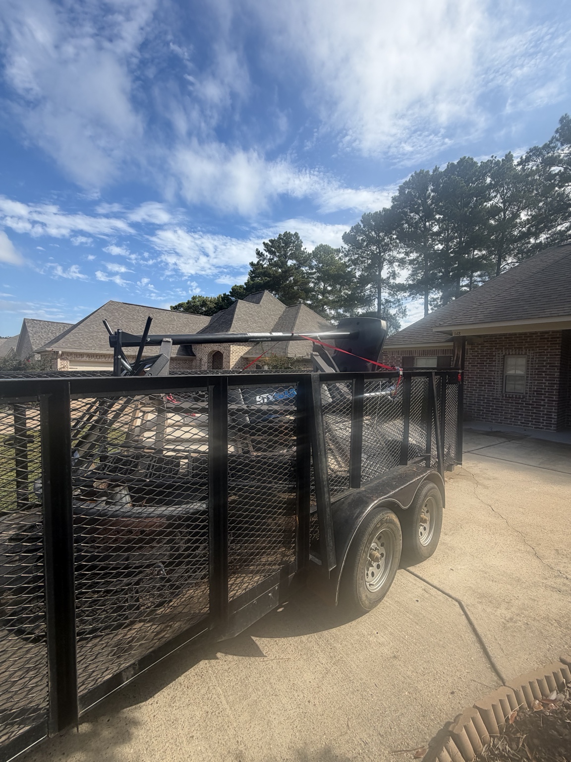 Basketball goal at a home before removal