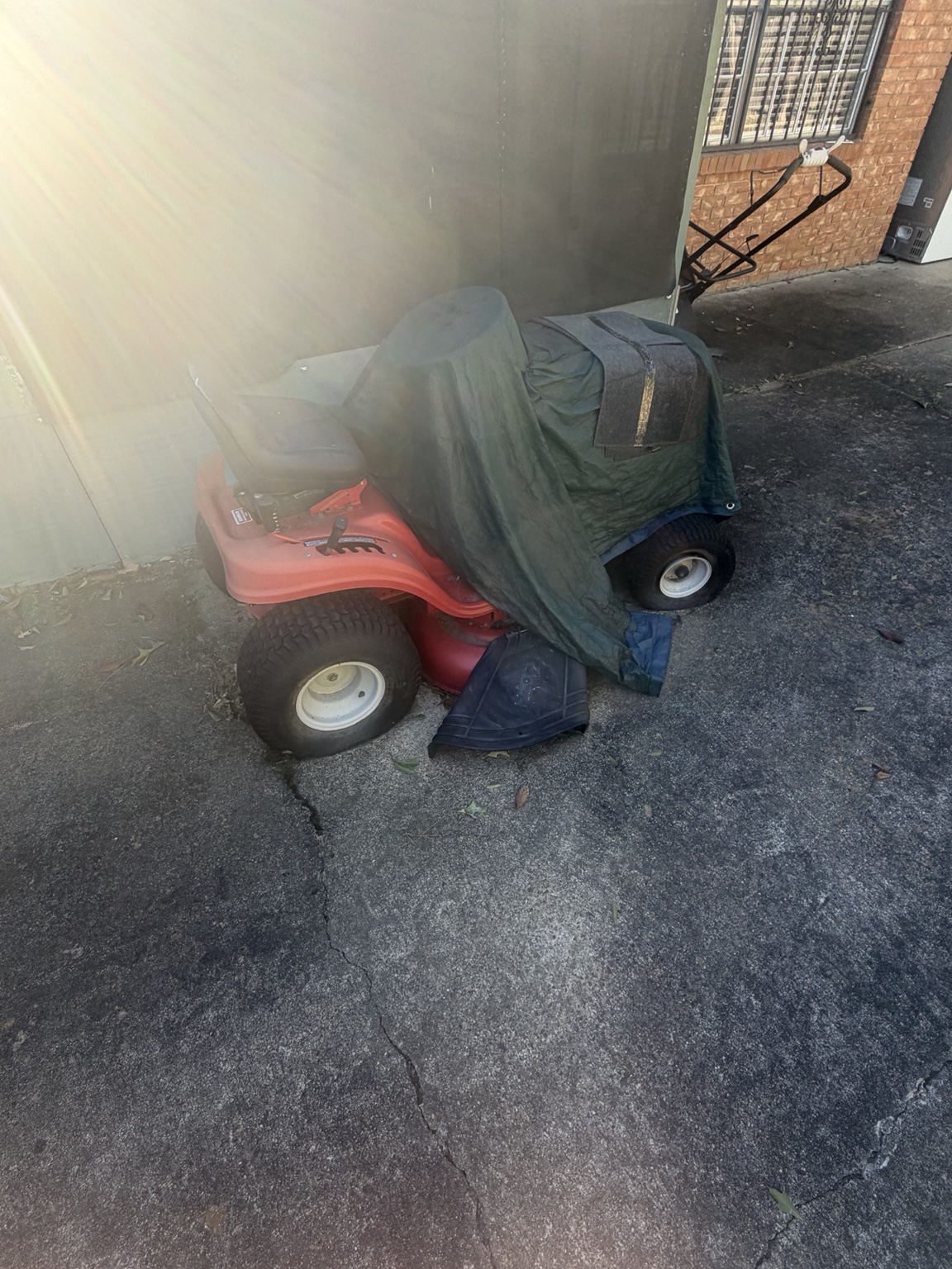 Riding mower prepared for removal