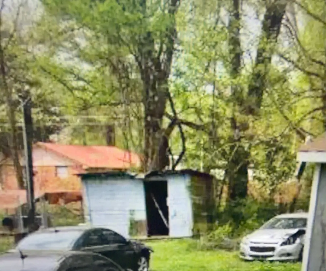 Detached backyard shed before demolition and debris removal
